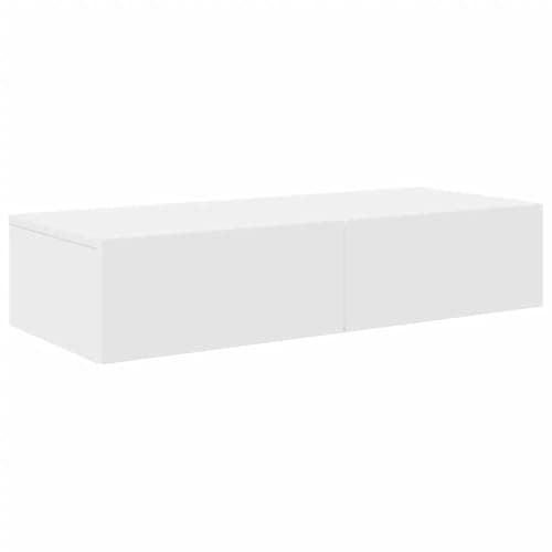 Image of vidaXL Wall Shelf with Drawers White 80x33x17 cm Engineered Wood, wall shelf with cabinet, wall mounted storage cabinet, wall storage unit
