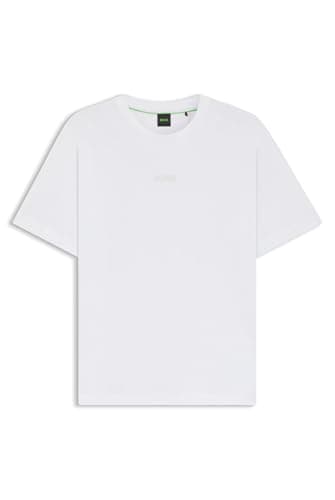 Image of BOSS Mens Tee 10 Tonal-Logo T-Shirt in Cotton Jersey White