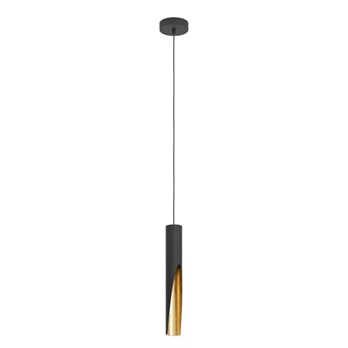 Image of Eglo LED Pendant Light Barbotto, Ceiling Light Fitting with indirect Lighting, Hanging lamp for Dining and Living Room, Metal in Black and Gold, GU10 Bulb, Warm White