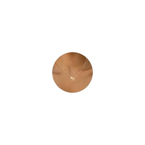 Image of HSWYFCJY Necklaces for Women Gold Initial E Choker Necklace with Heart Pendant Stainless Steel Letter Necklace Adjustable Chain Personalised Name Necklace Women Girls Jewellery Gifts 45+5cm