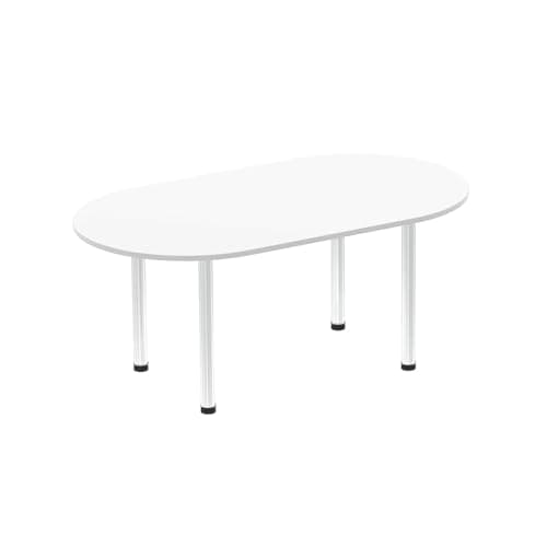 Image of OPO Impulse Freestanding 1800/2400mm Rectangular Boardroom Table Attractive Post Legs | Sturdy Build Weather & Heat Resistant Melamine Finish Table White Aluminium 1800