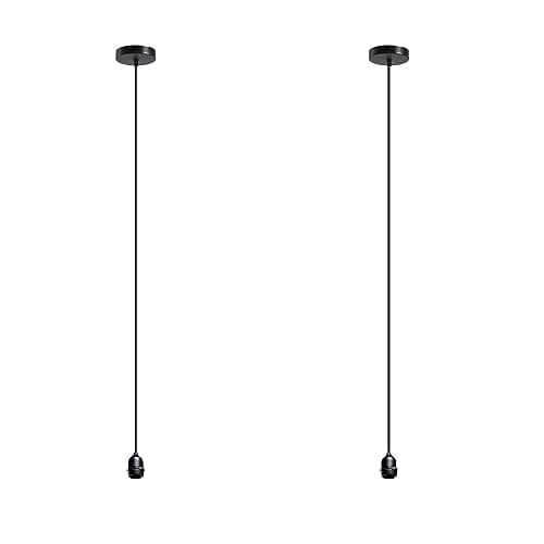 Image of LEDSone Industrial Outdoor Pendant Light 2 Pack IP65 Waterproof E27 Ceiling Light Fitting with Adjustable Cable – Heavy Duty Hanging Lamp for Garden, Patio, Porch & Indoor Loft Lighting
