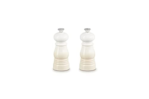 Image of Le Creuset Classic Salt and Pepper Mill Set, Personal Use, Chip-Resistant ABS Plastic, Anti-Corrosion, 11 cm, Meringue, 44900117160000