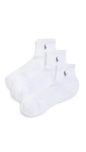 Image of Polo Ralph Lauren Tech Athletic Quarter Socks 3-Pack, One Size, White