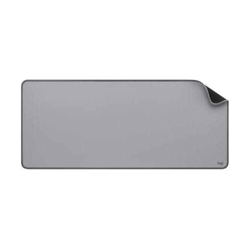 Image of Logitech Desk Mat - Studio Series, Multifunctional Large Desk Pad, Extended Mouse Mat, Office Desk Protector with Anti-Slip Base, Spill-Resistant Durable Design - Grey, Rubber