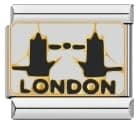 Image of Mon & Sons London Bridge Tower I Love UK Great Britain England Silver Italian 9mm Link Stainless Steel Bracelet Charm Compatible With 9mm Link