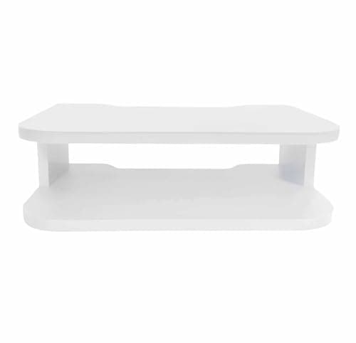Image of PREMZO Wall Floating Media Shelf TV Sky Box Set-Top Rack WiFi Router, DVD, Projector, Gaming Consoles, Multi-Layer Cable Management, Living Room, Bedroom Wall Organiser (White, 2 Tier)