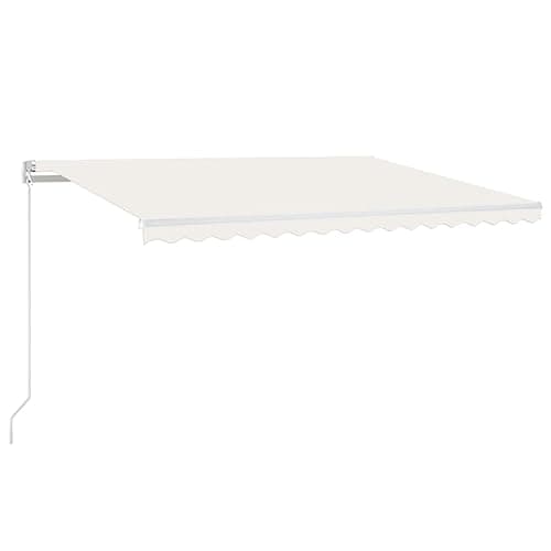 Image of vidaXL Manual Retractable Awning Outdoor Lawn Garden Canopy Patio Sun Shade Balcony Terrace Shelter Arm Awning with LED 450x300 cm Cream