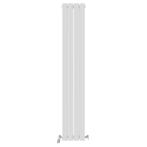 Image of iBathUK Apex Wall Mounted Vertical Double Slim Flat Panel Radiator, 4-Column Steel, Hydronic Central Heating, High Thermal Output, Modern Designer Radiator for Bathroom in Matt White, 1800x304 mm