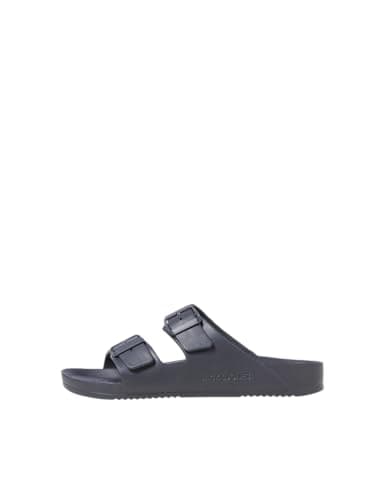 Image of JACK & JONES Mens Sandal Double Buckle Adjustable Strap Open Toe Slides for Men - Summer, Beach, Hiking, walking, Anthracite Colour, Size- 6 UK