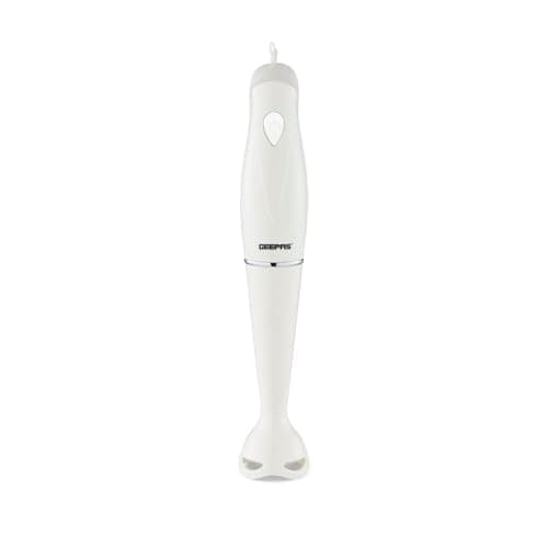 Image of Geepas Hand Blender | Food Collection Hand Blender, Soup Mixer with Stainless Steel Blades | Ideal for Smoothies Shakes Vegetables Baby Food Soup| Anti-Splash | 2 Year Warranty, 180W, White