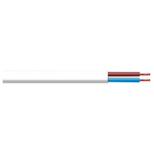Image of Merriway BH01451 2-Core Round Flex Cable, 2182Y 0.5mm White, 5 Metres (16.5 feet)