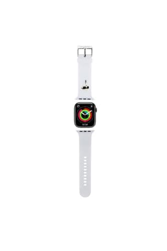 Image of KARL LAGERFELD KLAWLSLKNH Watch Strap for AppleWatch 42/44/45 mm White Strap 3D Rubber Karl Head, Silicone