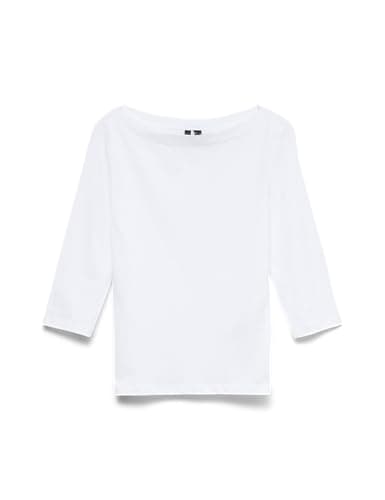 Image of VERO MODA Womens Vmpanda 3/4 Top JRS Noos Longsleeve T - Shirt, Bright White, XS UK