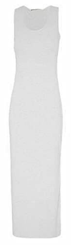 Image of Women Ladies Jersey Long Summer Vest Racer Muscle Back Maxi Dress Plus Size 8-26 (S/M (8-10), Cream)