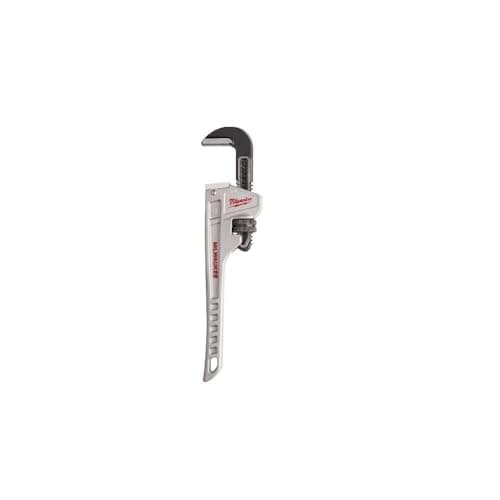 Image of Milwaukee 48 22 7210 10-Inch Aluminium Pipe Wrench - Red