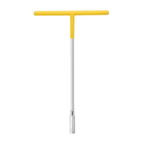 Image of sourcing map T-Handle Wrench Socket 8mm 6-Point Metric Socket with Long Reach Chrome Vanadium Steel for Motorcycle Bicycle Car Repair, Silver-Yellow