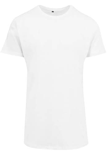 Image of Build Your Brand Men's Shaped Long Tee T-Shirt, White (White), 3XL