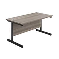 Image of Jemini Rectangular Single Upright Cantilever Desk 1200x800x730mm Grey Oak/Black KF803959
