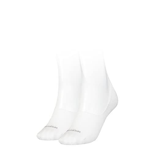 Image of Calvin Klein mens Cotton Men's No Show Socks 2 pack Footie, White, 39/42
