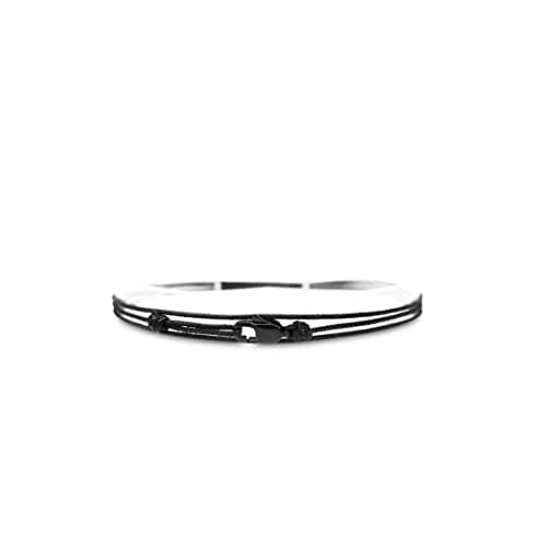 Image of Made by Nami Adjustable Wrap Surfer Bracelet Women & Men - Thin String Bracelet with Snap Hook - Nautical Maritime Beach Jewelry - Handmade & Waterproof - Birthday Gift for Him - U (All Black)