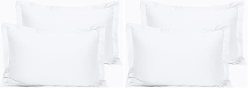 Image of NTBAY 4 Pack 500 Thread Count 100% Egyptian Cotton Oxford Pillowcases, Super Soft and Breathable Euro Standard Pillow Cases | Hotel Quality Pillow Shams, 50x75 cm, White