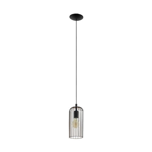 Image of Eglo Pendant Lighting Roccamena, Vintage Ceiling Light Fitting Made of Black and Copper-Coloured Steel, Retro Hanging lamp for Dining and Living Room, E27 Socket