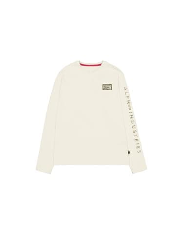 Image of Alpha Industries Men's Camo Sleeve Long Sleeve T-Shirt, Vintage White, XS
