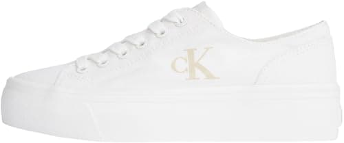 Image of Calvin Klein CK Jeans Womens Vulc Flatform Cv Mg Yw0yw01763 Low Top, White Triple Bright White, 6.5 UK
