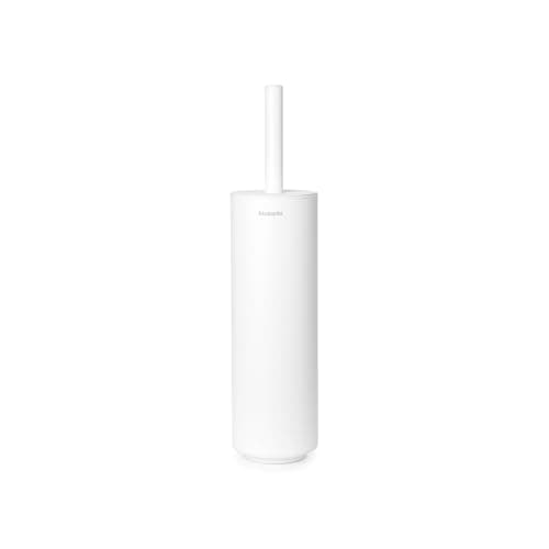 Image of Brabantia - Mindset Toilet Brush and Holder - Bristle Brush - Protective Steel Handle - Corrosion Resistant - Bathroom Accessory - Fresh White - 42 x 11 x 9.6 cm