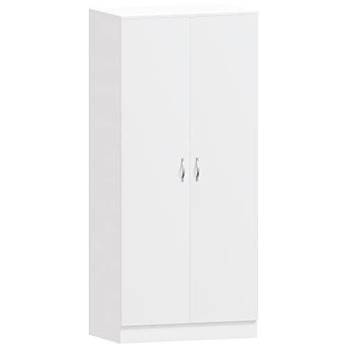 Image of Vida Designs Riano 2 Door Wardrobe | White | Bedroom Furniture | 170H x 76W x 53D cm | with Shelf & Hanging Rail | Large Capacity Storage