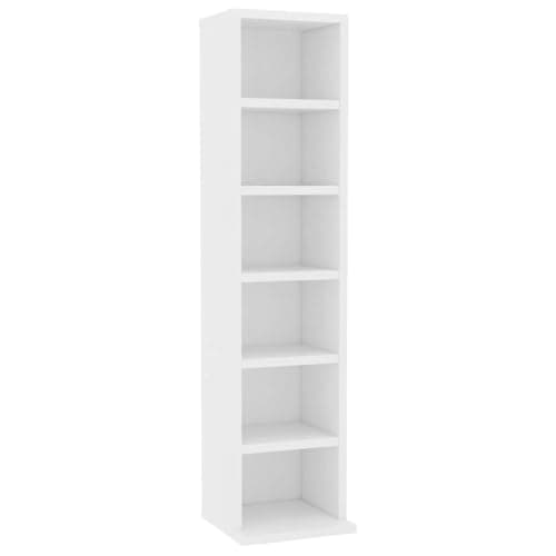 Image of vidaXL CD Cabinet – Space-Saving CD Storage Organizer - 6 Compartment White Engineered Wood Shelf for Office, Living Room, Bedroom
