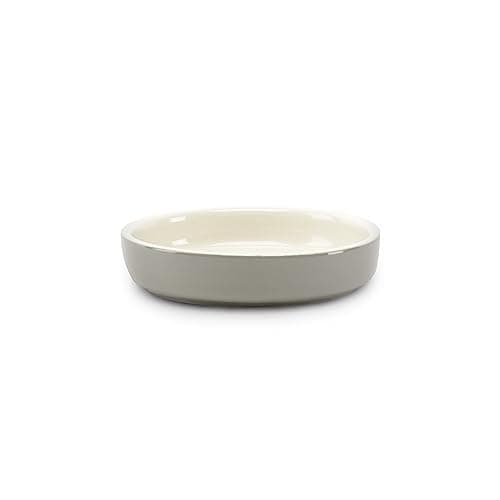 Image of Scruffs Classic Stoneware Pet Cat Food and Water Saucer Bowl 13 cm x 13 cm x 3.5 cm Grey