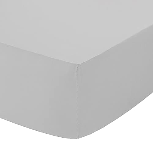 Image of British Home Bedding Percale Extra Deep 16inch/40CM Fitted Sheet - Easycare Non iron and Anti Wrinkle Easy Iron Deep Fitted Sheet (Silver, King)