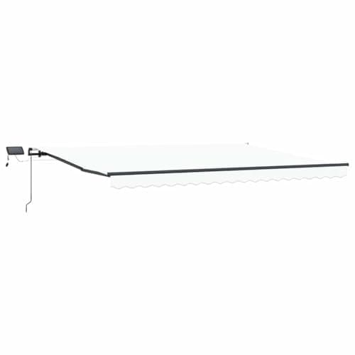 Image of vidaXL Retractable Awning Manual White 400 x 350 cm Fabric, Modern Rectangular Retractable Awning, Outdoor Shade Solution for Garden and Terrace, Flexible Sun Protection Shelter