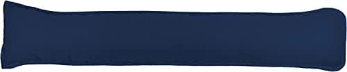 Image of Comfort Collections Plain Dyed Fabric Draught Excluder Stopper Cushion Heavy Door Draught Stopper Polycotton 92 x 20cm - Navy
