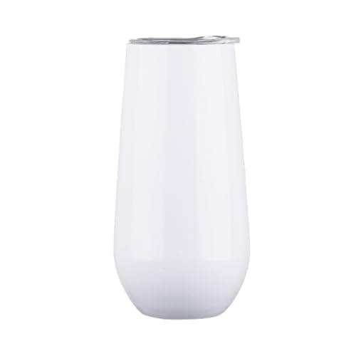 Image of Gteller 6 oz Stainless Steel Champagne Tumbler Stemless Glasses with Lid, Double Wall Insulated Travel Mug Perfect for Wine, Coffee, Drinks, Champagne, Cocktails, Colorful (White)
