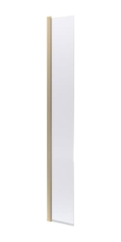 Image of nuie WRSCBB030HC Modern Bathroom Wetroom Hinged 8mm Toughened Safety Glass Flipper Screen with Support Bar, 322 x 1850 x 27mm, Brushed Brass