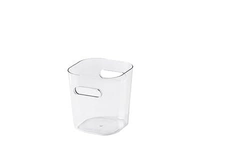 Image of SmartStore Mini Storage Container 0.6 L | Clear | Kitchen, Bathroom, Office, Pantry, Fridge Organizer | Bin with Handles | Food Safe and BPA Free | 10 Year Guarantee | L9.5 x W9.5 x H10.5 cm