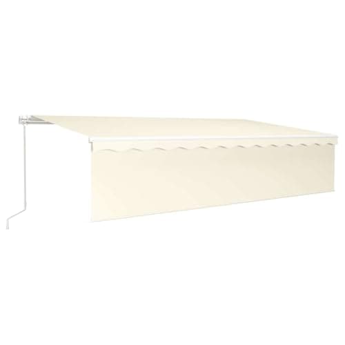 Image of vidaXL Manual Retractable Awning with Blind&LED Outdoor Living Door Awning Folding Arm Patio Garden Awning Manual Retractable 6x3m Cream