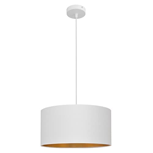 Image of Helam Alba Cylindrical Pendant Ceiling Light White, Gold 45cm