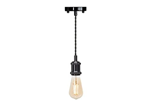 Image of 4lite Decorative Vintage Pendant with Bulb Blackened Silver Finish - E27 ST64 Amber Coated Filament Bulb Included 7.5w 645lm