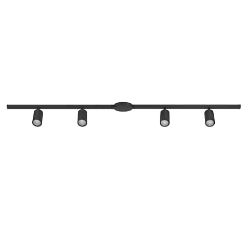 Image of Eglo High-Voltage Track System Easy Track, Expandable Set with 4 Ceiling spotlights, Light Rail Made of Aluminium and Plastic in Black, Lamps GU10 Socket, 192.5 cm