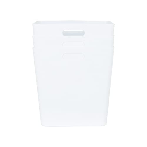 Image of Wham Studio 3 x 18L Deep Rectangular Plastic Storage Baskets | Ideal for Kitchens, Bathrooms, Stationery & More | Easy Access Integrated Handles | Made in the UK - Ice White