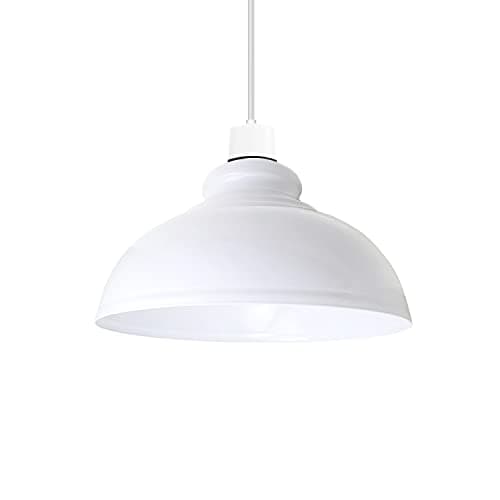 Image of White Industrial Ceiling Pendant Light Shades Retro Style Curvy Dome Shaped lamp Shades Metal Easy fit Ceiling Pendant Light Shades for Light fixtures