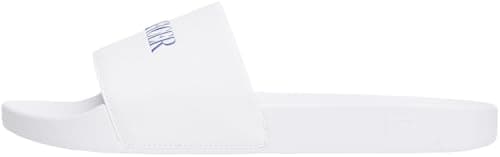 Image of Tommy Hilfiger Men’s Print Tumble Slides with Logo, White (White), 7