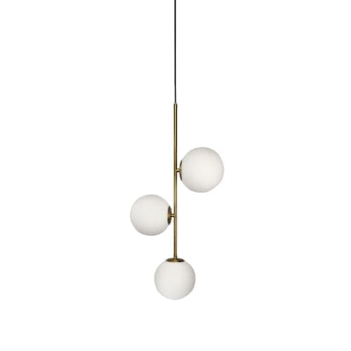 Image of ZTTECH 3-Light Globe White Glass Pendant Light, White Glass Ball & Brass Gold Matel Hanging Lamp Chandelier Ceiling Light (3-Light)