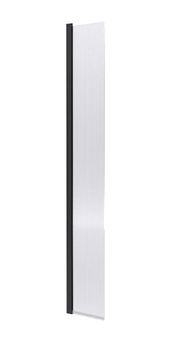 Image of nuie WRFL18530BPHC Fluted Modern Bathroom Wetroom Hinged 8mm Toughened Safety Glass Flipper Screen with Support Bar, 322 x 1850 x 27mm, Matt Black