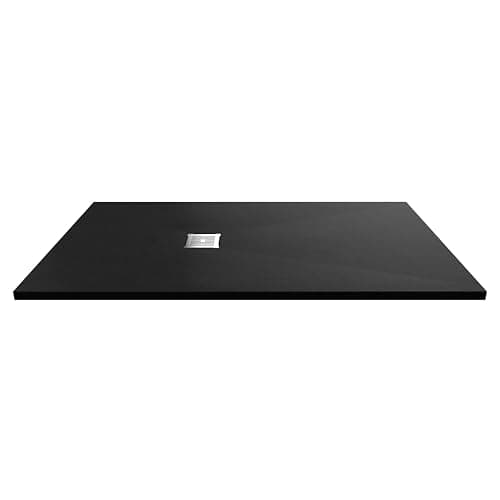 Image of Balterley 1600 x 900 mm Rectangular Shower Tray, Slimline Shower Trays, Durable Stone Resin Base Trays for Bathroom Enclosure Cubicle, Central Waste Rectangular Tray for Wetroom Showers (Slate Black)