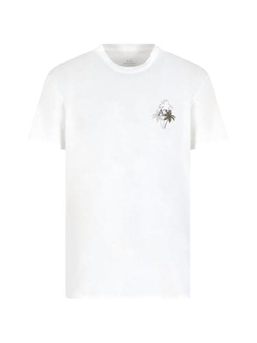 Image of Armani Exchange Men's Crew Neck Palm Tree Tee Off White L